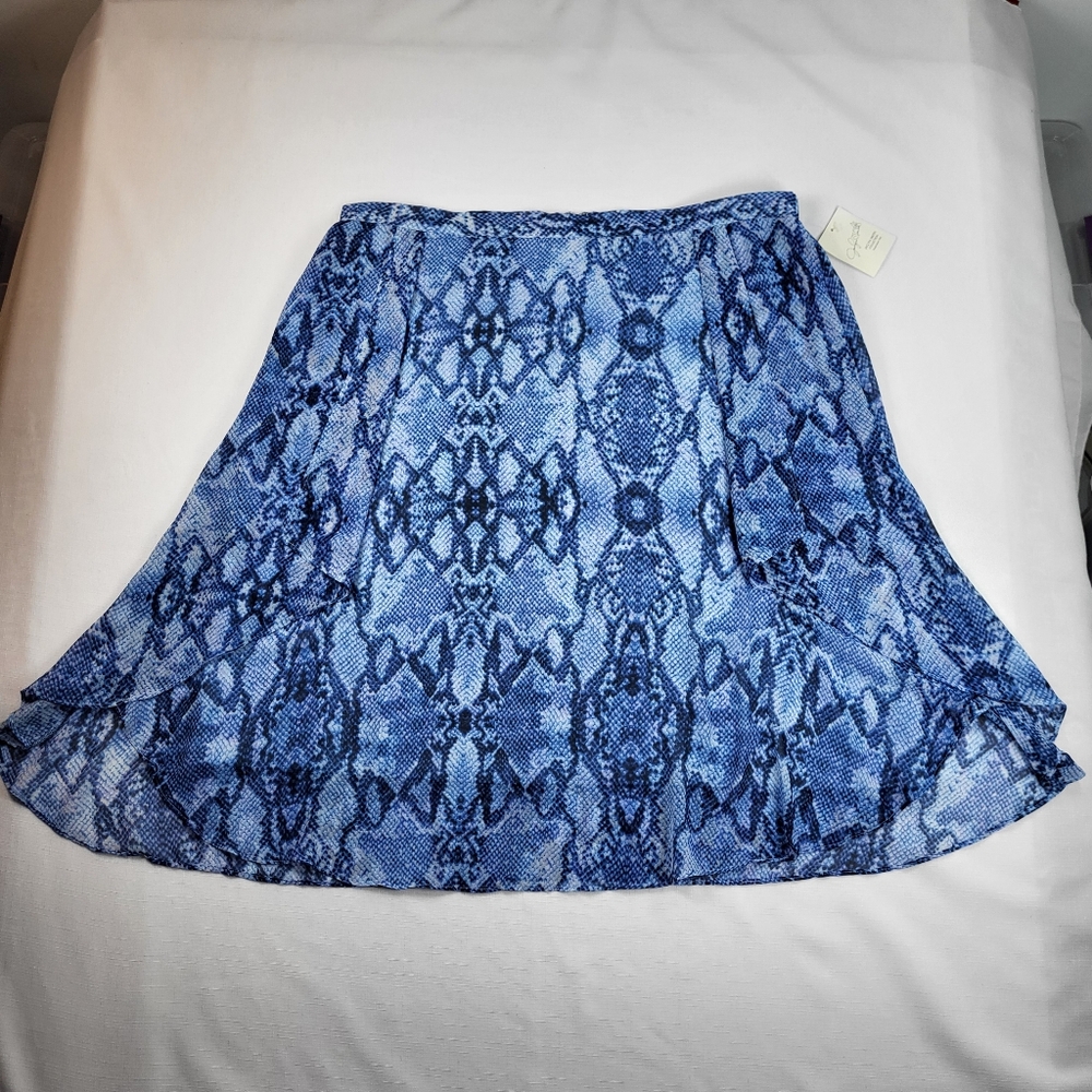 Jaclyn Smith SKIRT Womens Plus Size XXL Blue Snakeskin Design Chiffon Midi NWT - Picture 13 of 15